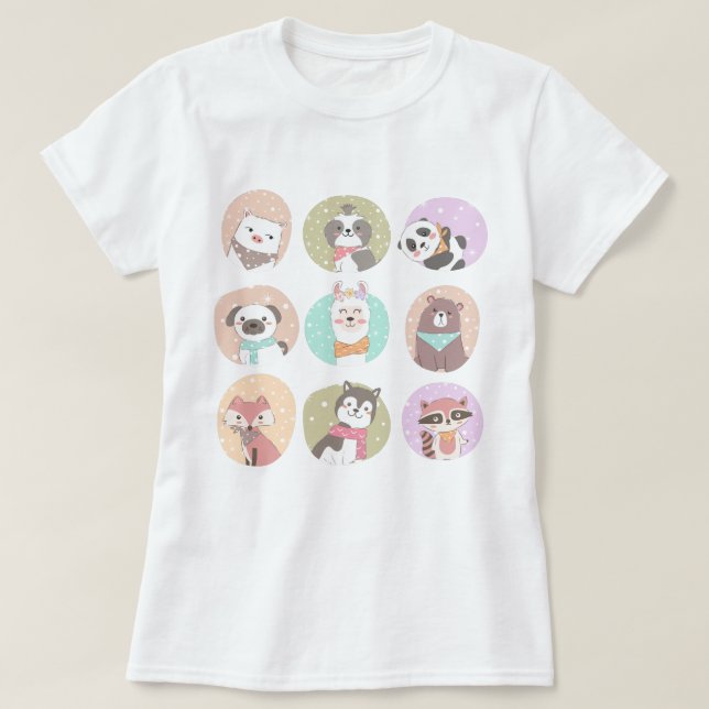 Cute Animals T-Shirt (Design Front)