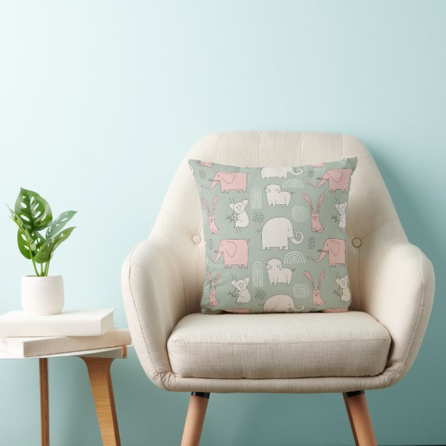 Cute Animals Throw Pillow (Chair)
