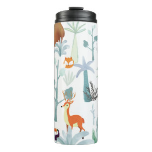 Cute animals: tropical forest doodle. thermal tumbler
