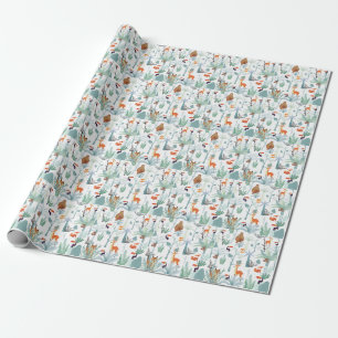 Cute animals: tropical forest doodle. wrapping paper
