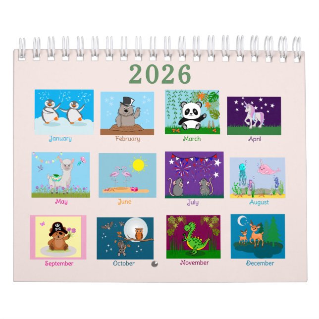 Cute Animals Two Page  Calendar (Cover)