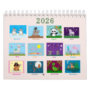Cute Animals Two Page  Calendar