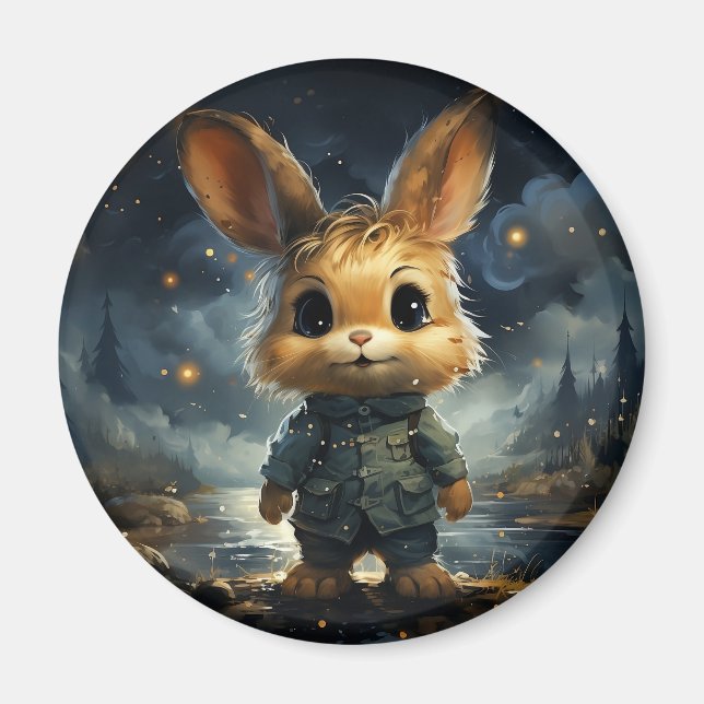 Cute animals under the starry sky magnet (Front)
