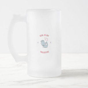 Cute animals Valentines marine biologist Frosted Glass Beer Mug