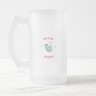 Cute animals Valentines marine biologist Frosted Glass Beer Mug