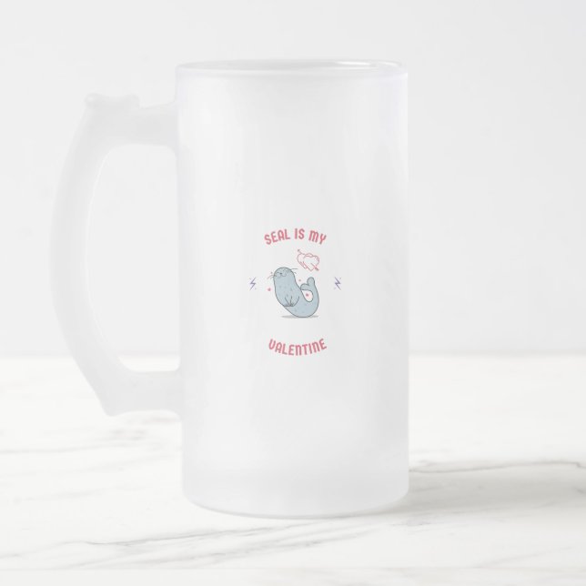 Cute animals Valentines marine biologist Frosted Glass Beer Mug (Left)