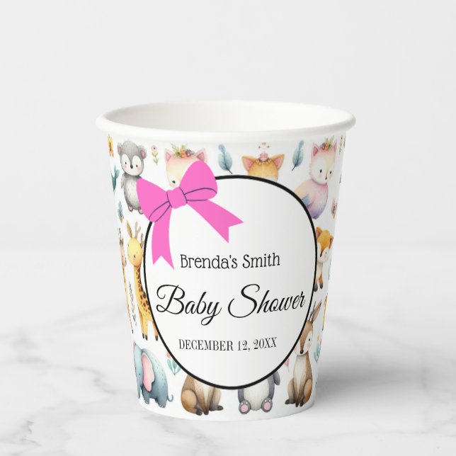 Cute animals watercolor doodles Paper cup (Front)