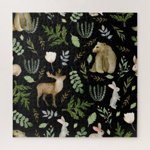 Cute Animals: Watercolor Hand Drawn. Jigsaw Puzzle