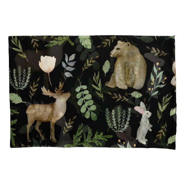 Cute Animals: Watercolor Hand Drawn. Pillowcase (Front)