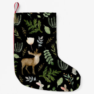 Cute Animals: Watercolor Hand Drawn. Small Christmas Stocking