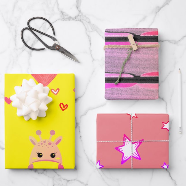 CUTE ANIMALS WEARING FACE MASK Wrapping Paper SET (Front)