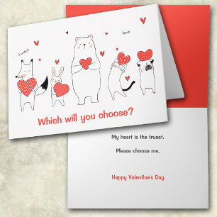 Cute Animals Who Will You Choose Valentine Card