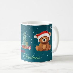Cute animals winter Bear Santa Christmas tree Coffee Mug