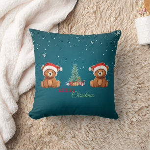 Cute animals winter Bear Santa Christmas tree Cushion