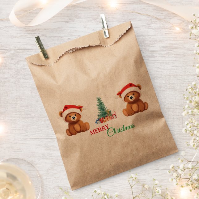 Cute animals winter Bear Santa Christmas tree Favour Bags (Clipped)