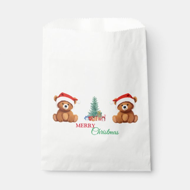Cute animals winter Bear Santa Christmas tree Favour Bags (Front)