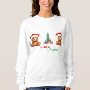 Cute animals winter Bear Santa Christmas tree Sweatshirt