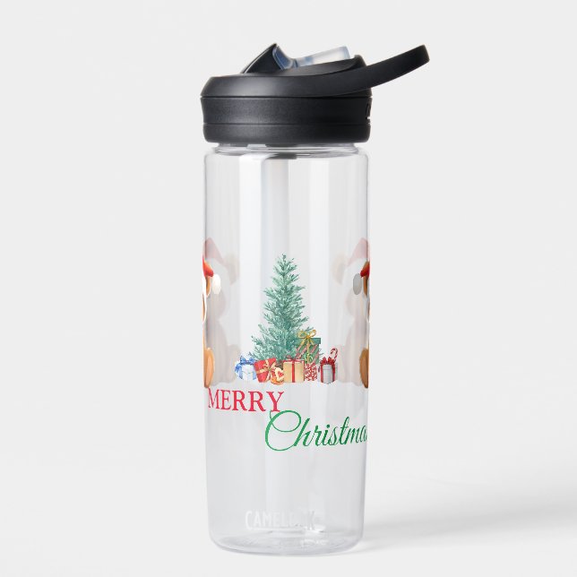 Cute animals winter Bear Santa Christmas tree Water Bottle (Left)