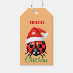Cute animals winter Ladybug Santa Christmas   Gift Tags