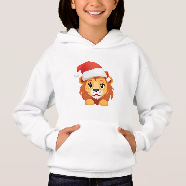 Cute animals winter lion cub Santa Christmas   (Front)