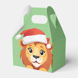 Cute animals winter lion cub Santa Christmas   Favour Box