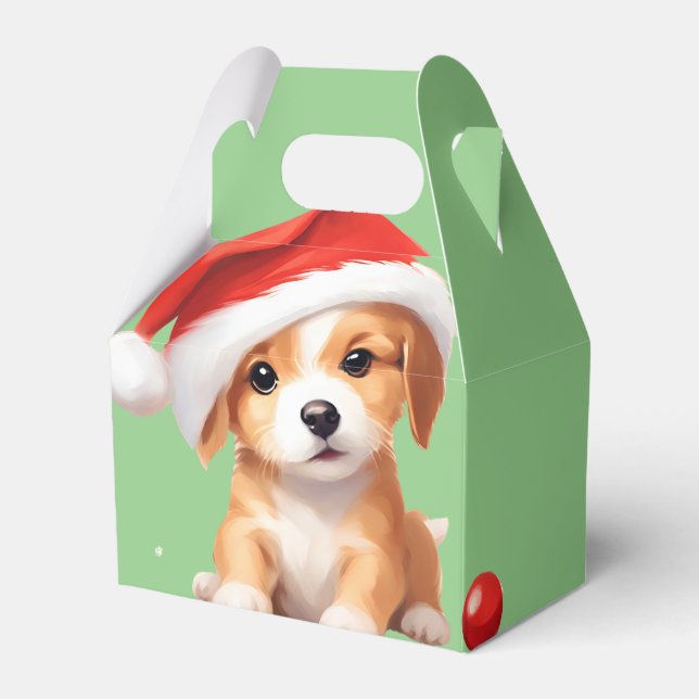 Cute animals winter puppy Dog Santa Christmas  Favour Box (Front Side)