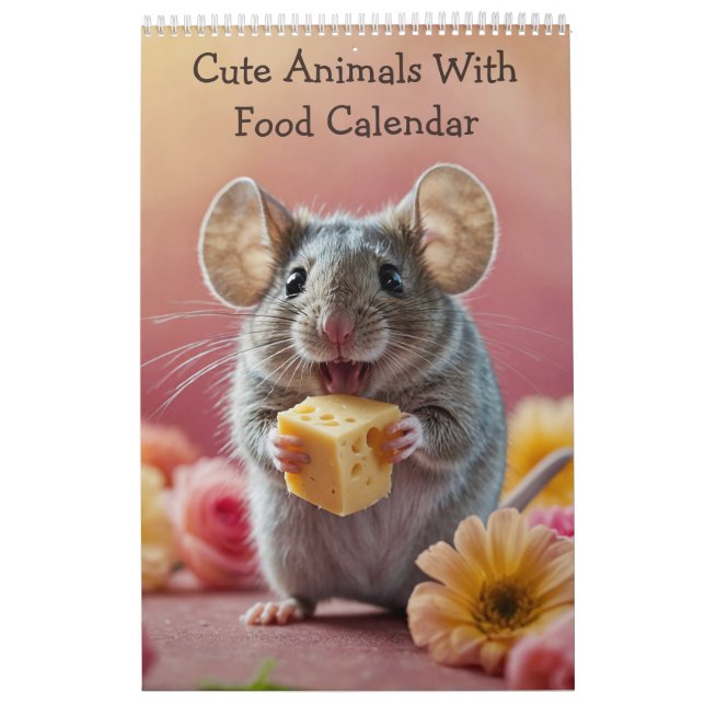 Cute Animals With Food 2025 Calendar (Cover)