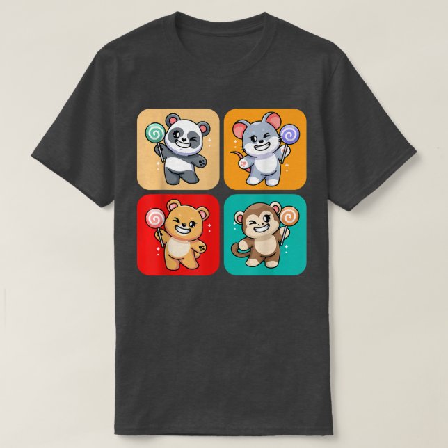 Cute Animals With Lollipops I Candy I Kids I Toddl T-Shirt (Design Front)