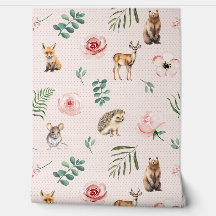 Cute animals woodland pink
