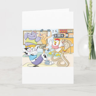 Cute Animals Work Out in Gym Shirt Fitness Card