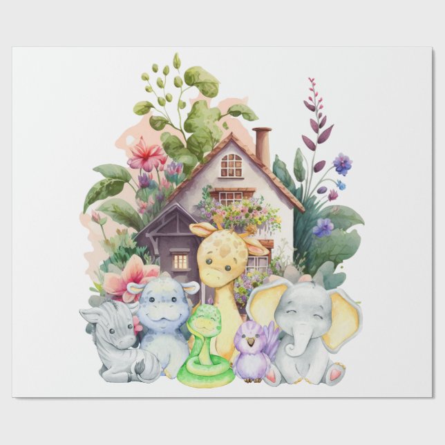 Cute Animals Wrapping Paper (Flat)