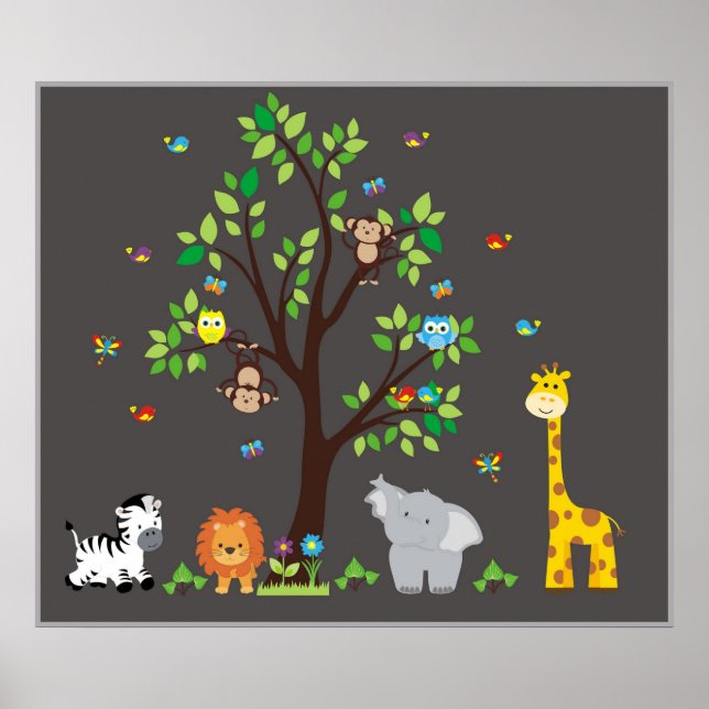Cute animated animals poster (Front)