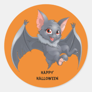 Cute animated Bat Classic Round Sticker
