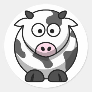 Cute Animated Cow Classic Round Sticker