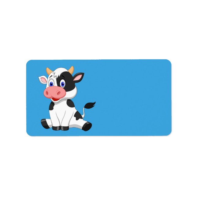 Cute Animated Cow Label (Front)