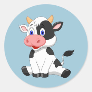 Cute animated Cow round sticker