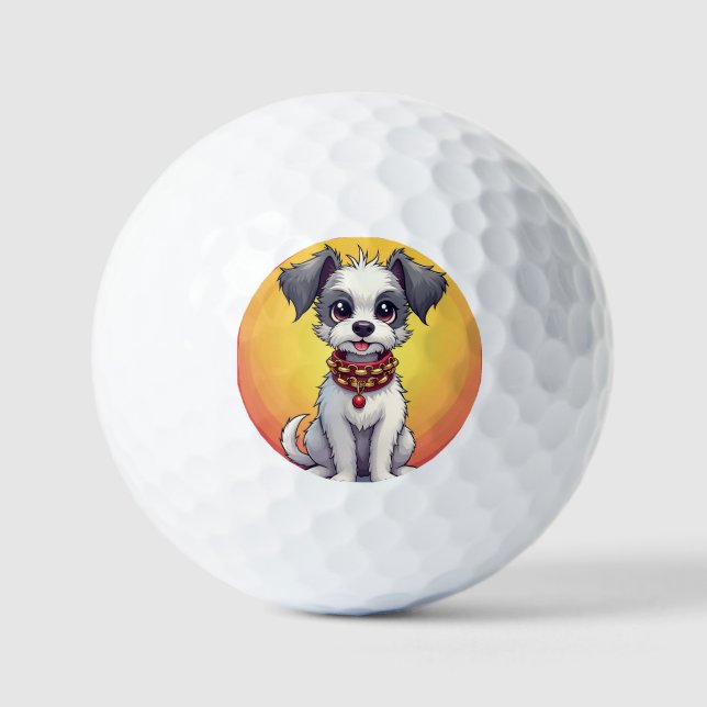 Cute Animated Dog with Collar Golf Balls (Front)