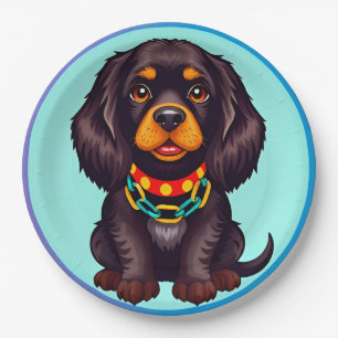 Cute Animated Dog with Collar Paper Plate
