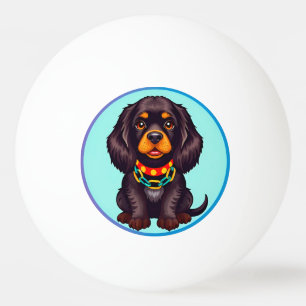 Cute Animated Dog with Collar Ping Pong Ball