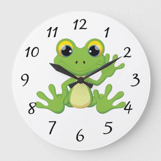 Cute animated frog large clock (Front)