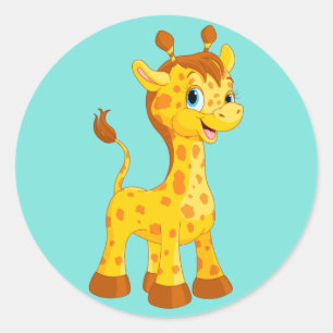 Cute animated Giraffe Classic Round Sticker