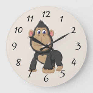 Cute Animated Gorilla Large Clock