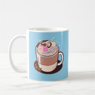 Cute Animated Hot Chocolate Marshmallows Cartoon Coffee Mug