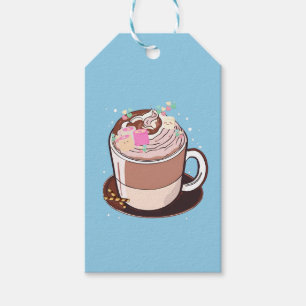 Cute Animated Hot Chocolate Marshmallows Cartoon Gift Tags