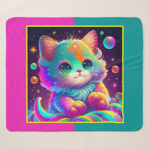 Cute Animated Kitten Sherpa Blanket
