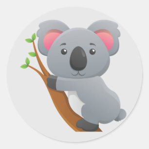 Cute Animated Koala Bear Classic Round Sticker