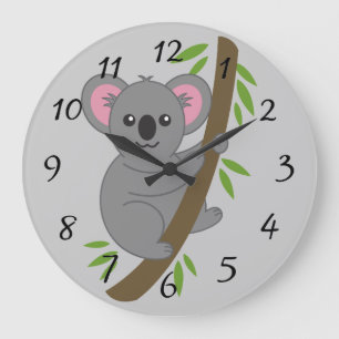 Cute Animated koala Bear Large Clock