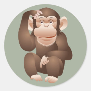 Cute animated monkey classic round sticker