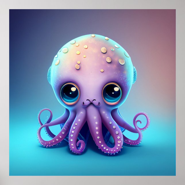 Cute Animated Octopus  Poster (Front)
