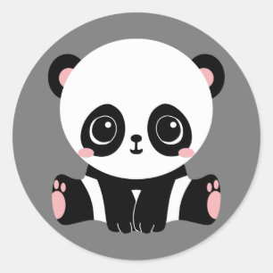 Cute animated panda bear classic round sticker
